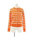 ポロ バイ ラルフローレン Polo by Ralph Lauren 近年モデル ボーダー柄 クルーネック アンサンブル ニット カーディガン 半袖カットソー XS S オレンジ 白 /MI ■OS