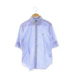 ラルフローレン RALPH LAUREN ギンガムチェックボタンダウンシャツ 半袖 S ブルー ホワイト /DF ■OS