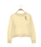 アナイ ANAYI ウールカシミヤリボンビジュー プルオーバー ニット セーター 長袖 36 アイボリー /AT ■OS