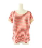 マーガレットハウエル MARGARET HOWELL ボーダーニットカットソー フレンチスリーブ 2 赤 レッド ベージュ /AT ■OS