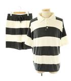 ジェラートピケオム GELATO PIQUE HOMME 24AW スムーズィーliteボーダーハーフパンツ セットアップ ルームウェア ポロシャツ M チャコールグレー ホワイト /ES ■OS