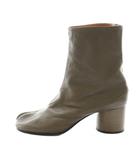 メゾンマルジェラ 22 Maison Margiela 22 足袋 TABI ブーツ ショート チャンキーヒール レザー 37 23.5㎝ 茶 ブラウン グレー /AQ ■OS
