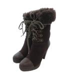 グレースコンチネンタル GRACE CONTINENTAL ムートンブーツ ヒール スエード ボア 36 茶 ブラウン /JS