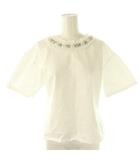 チェスティ Chesty 25SS オーガニックコットン ビジュー付きTシャツ カットソー 半袖 0 ホワイト /DF ■OS