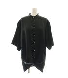 チノ CINOH 25SS サテンドレープブラウス 五分袖 バンドカラー 38 M 黒 ブラック /AT ■OS