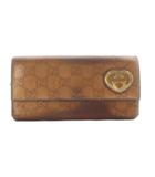 グッチ GUCCI 長財布 二つ折り 小銭入れ ウォレット グッチシマ ラブリーハート レザー 245728 茶色 ブラウン /RI ■OS