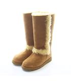 アグ オーストラリア UGG australia W LANSLEY ロングムートンブーツ レザー ファー 6 23cm チェスナット キャメル /RI ■OS