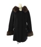 エフデ ef-de ファー付き ウール ショートコート アウター 9 ネイビー /DF ■OS