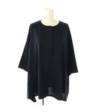 ヒューマンウーマン HUMAN WOMAN 24SS C/Nハイゲージプレーティング天竺カットソー 七分袖 M 紺 ネイビー /AT ■OS