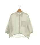 ヒューマンウーマン HUMAN WOMAN 25SS サッカーブラウス 七分袖 前開き ストライプ M 白 グレー /NR ■OS