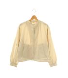 ヒューマンウーマン HUMAN WOMAN 24SS ノーカラーショートブルゾン ジャケット ジップアップ 薄手 M ベージュ /NR ■OS