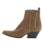 セルジオロッシ Sergio rossi スエード サイドジップブーツ ショート ポインテッドトゥ 38 茶色 ブラウン /SR