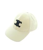 セリーヌ CELINE トリオンフ TRIOMPHE ベースボールキャップ 帽子 刺繍 S 白 ホワイト 2AUT6746P /MI ■OS