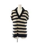 マーガレットハウエル MARGARET HOWELL ×ジョンスメドレー JOHN SMEDLEY ボーダースキッパー サマーニット セーター 2 ブラック オフホワイト /ES ■OS