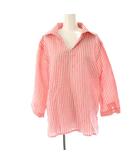 リングヂャケット RING JACKET ストライプ柄リネンプル シャツ M ピンク ホワイト グレー /ES ■OS