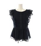 トッカ TOCCA 25AW DANCING LACE TOPS トップス ブラウス フレンチスリーブ S ネイビー /DO ■OS