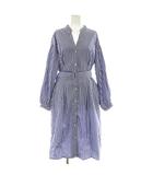 プラステ PLST 19SS コンパクトブロードソデボリュームワンピース ロング 長袖 シャツワンピ ベルト付 M ブルー /MY ■OS