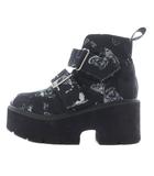 ヨースケ YOSUKE 厚底ショートブーツ チャンキーヒール S 黒 ブラック /SR