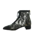 クリスチャンディオール Christian Dior Naughtily-D レースアップショートブーツ 刺繍 36.5 23.5cm 黒 ブラック MO0822 /MI ■OS