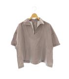 マカフィー MACPHEE トゥモローランド ギンガムチェック シャツ 五分袖 36 白 ホワイト 茶 ブラウン /AT ■OS