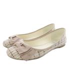 ランバンオンブルー LANVIN en Bleu リボン フラットパンプス フラット 22.5cm ベージュ /SR