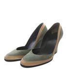 エルメス HERMES パンプス ウェッジソール スエード 37 カーキ /YO14