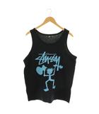 ステューシー STUSSY シャドーマン ロゴ タンクトップ ノースリーブ L ブラック /HK ■OS
