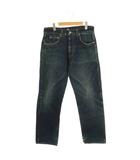 ステューシー STUSSY 革パッチ ボタンフライ デニムパンツ ストレート 32 ブルー /HK ■OS