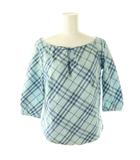 バーバリーブルーレーベル BURBERRY BLUE LABEL チェック 七分袖 ブラウス プルオーバー 38 ライトブルー /DF ■OS