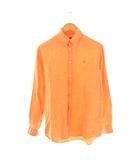 ラルフローレン RALPH LAUREN リネン 長袖 ボタンダウンシャツ M オレンジ /HK ■OS