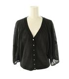 イエナ IENA 24AW シアーフォルムスリーブカーディガン Vネック 五分袖 F 黒 ブラック /AT ■OS