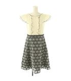 トッカ TOCCA ALIZE ドレス ワンピース 膝丈 半袖 0 白 ホワイト 黒 ブラック /AT ■OS