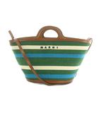 マルニ MARNI トロピカリア スモール 2WAY ハンドバッグ ショルダーバッグ キャンバス ストライプ柄 グリーン 緑 マルチカラー /MI ■OS ■SH