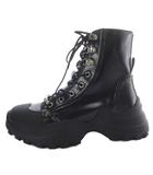 アメリヴィンテージ Ameri VINTAGE 24AW LADY MOUNTAIN BOOTS ブーツ ショート プラットフォーム レースアップ フェイクレザー S ブラック /YO1