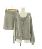 リリーブラウン Lily Brown 25SS 3ピースニットセットアップ ラメ カーディガン ミニスカート リブ ONE グレー /MY ■OS