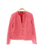 マックスマーラ ウィークエンドライン MAX MARA WEEKEND LINE ツイードジャケット ノーカラー 40 ピンク /HK ■OS