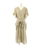 グレースクラス GRACE Class リネンタッチフリルスリーブワンピース ロング 38 ベージュ /HK ■OS ■SH