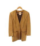 ロエベ LOEWE ノーカラースエードジャケット シングル キャメル /HK ■OS