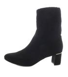  メルモ MELMO ソックスブーツ ショート ハイヒール スエード L ブラック /YO17