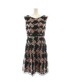 トッカ TOCCA AMARILLIS アマリリス ドレス ワンピース 総柄 刺繍 ラメ 0 黒 ブラック マルチカラー /CX ■OS
