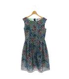 トッカ TOCCA カットワークレース 水彩フラワー ノースリーブワンピース 膝丈 0 紺 マルチカラー /NR ■OS