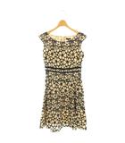 トッカ TOCCA フラワーエンブロイダリー ウエストグログラン ノースリーブワンピース 0 ベージュ ブラック /CX ■OS