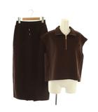 ルーニィ LOUNIE ハーフジップカットソー タイトスカート セットアップ 36 ブラウン /CX ■OS