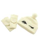 ケイトスペード KATE SPADE WinkingEye Beanie And Mittens Box Set ニット帽 帽子 手袋 刺繍 ウール混 アイボリー KS1002393 /MI ■OS