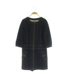 バーバリーブルーレーベル BURBERRY BLUE LABEL 裏毛デニムストレッチワンピース ミニ 七分袖 ラインストーン 36 ネイビー /MY ■OS