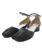 マルタンマルジェラ 22 Martin Margiela 22 メゾンマルジェラ タビ TABI パンプス チャンキーヒール セパレート ストラップ レザー 37.5 ブラック S58WZ0045 /YO15