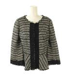 エポカ EPOCA ツイードジャケット ノーカラージャケット 40 ブラック ホワイト /DF ■OS