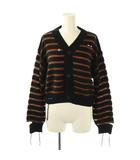 マルタンマルジェラ 6 Martin Margiela 6 MM6 S52HP0025 ボーダー柄ニットカーディガン XS ブラック ブラウン /ES ■OS