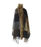 グレースコンチネンタル GRACE CONTINENTAL ラクーンファー付きマフラー ストール 大判 チェック 茶 ブラウン /SR