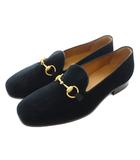グッチ GUCCI 23SS ホースビットローファー ベロア 6.5 黒 ブラック /SS ■OS